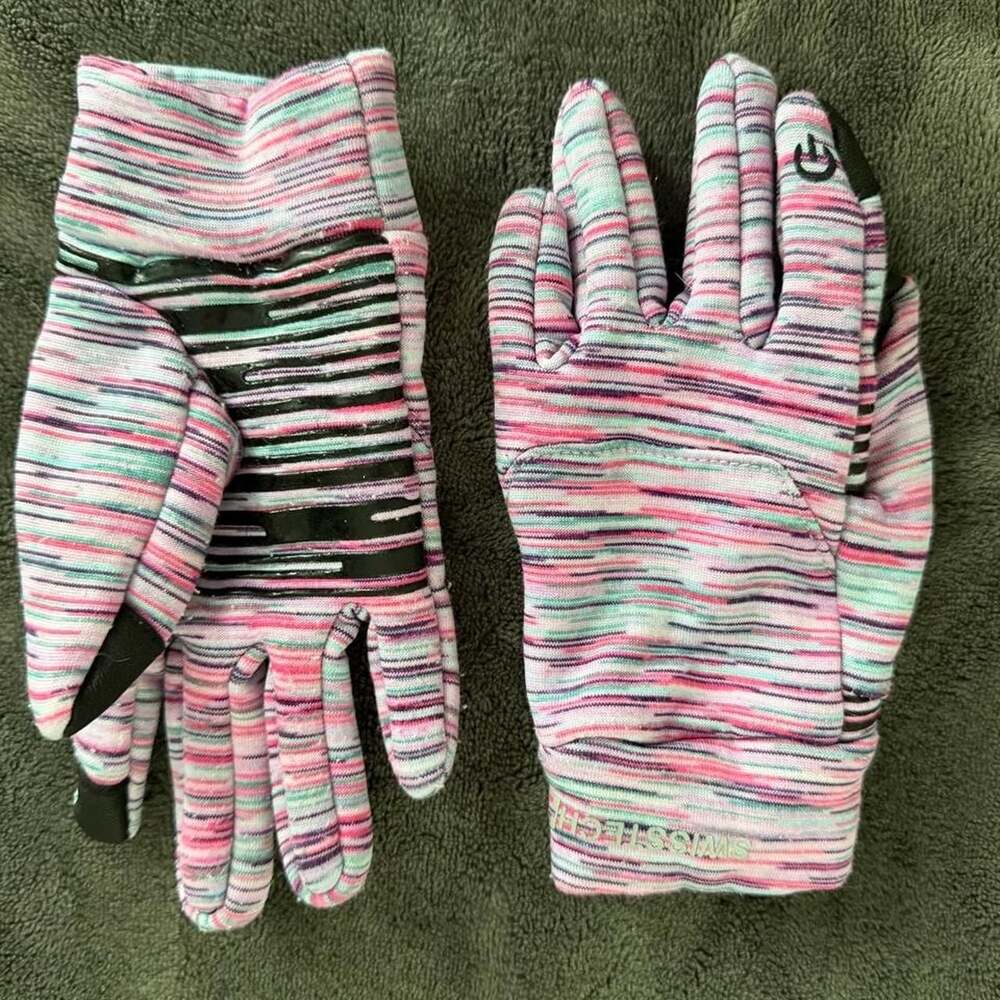 Swiss Tech Girls Multicolored Striped Touchscreen Gloves